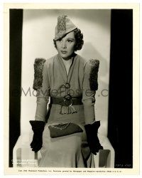 2d410 GLADYS SWARTHOUT 8x10.25 still '35 full-length seated portrait in wild fur-trimmed outfit!