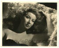 2d433 GREER GARSON deluxe 8x10 still '30s sexy portrait in low-cut dress laying on fur rug!