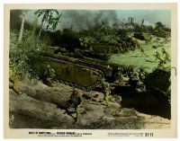 2d077 HALLS OF MONTEZUMA color 8x10.25 still '51 Widmark & many soldiers by huge tanks in WWII!