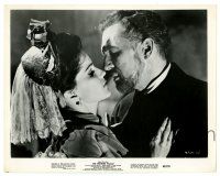 2d445 HAUNTED PALACE 8x10.25 still '63 great c/u of Vincent Price about to kiss Debra Paget!