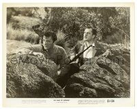 2d463 HIS KIND OF WOMAN 8x10.25 still '51 Robert Mitchum & Vincent Price with rifle behind rocks!
