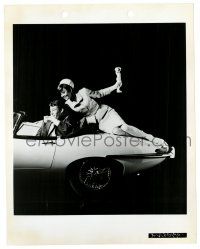 2d474 HOW TO STEAL A MILLION candid 8x10 key book still '66 Audrey Hepburn on O'Toole's sports car!