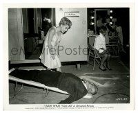 2d479 I SAW WHAT YOU DID candid 8.25x10 still '65 Joan Crawford tells William Castle to relax!