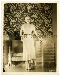 2d512 JEAN HARLOW 8x10.25 still '32 full-length smiling portrait in front of cool fireplace!