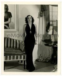2d526 JOAN CRAWFORD deluxe 8x10 still '35 full-length in sexy dress with plunging neckline at home!