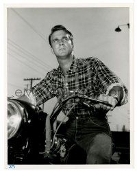 2d573 LESLIE NIELSEN deluxe 8x10.25 still '56 great youthful close up riding on motorcycle!