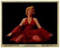 2d007 PRINCE & THE SHOWGIRL color 8x10 still #7 '57 classic Marilyn Monroe kneeling in red dress!