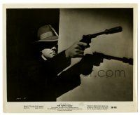 2d744 PURPLE GANG 8x10 still '59 c/u of Barry Sullivan with silenced revolver in shadows!