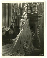 2d781 ROMANCE deluxe 8x10 still '30 beautiful Greta Garbo in great gown by ornate fireplace!
