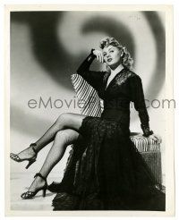 2d809 SHELLEY WINTERS 8x10.25 still '40s full-length in sexy lace dress & fishnet stockings!