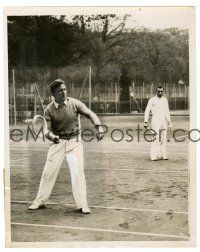 2d842 SPENCER TRACY 7.25x9 news photo '39 playing tennis at Bois de Boulogne courts in Paris!