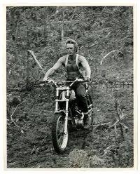 2d859 STEVE McQUEEN 8.25x10 still '69 riding a high powered motorcycle off road with no shirt!