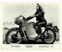 2d908 THUNDERBALL 8.5x10.25 still '65 Lucianna Paluzzi in leather pretending to ride a motorcycle!