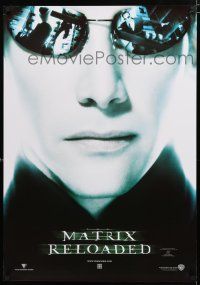 2e088 MATRIX RELOADED teaser Aust 1sh '03 great super close-up image of Keanu Reeves as Neo!