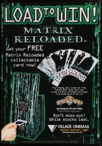 2e089 MATRIX RELOADED teaser Aust 1sh '03 Wachowski Bros sci-fi thriller, collectable card promo!
