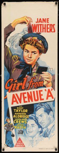2e092 GIRL FROM AVENUE A long Aust daybill '40 cool different artwork of Jane Withers!