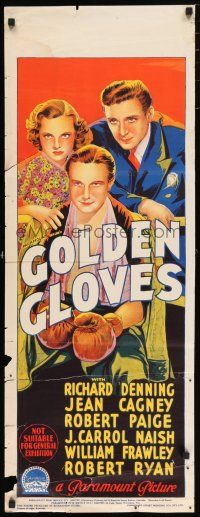 2e094 GOLDEN GLOVES long Aust daybill '40 Richardson Studio art of boxer Richard Denning & cast!