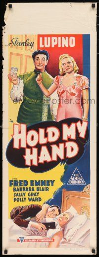 2e095 HOLD MY HAND long Aust daybill '38 Stanley Lupino, Fred Emney, Barbara Blair, wacky art!
