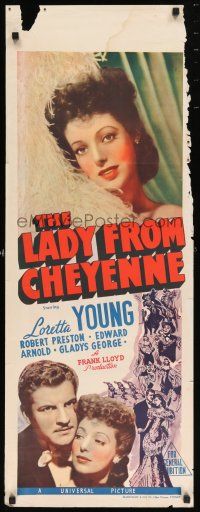 2e097 LADY FROM CHEYENNE long Aust daybill '41 great close-up of pretty Loretta Young, Preston!