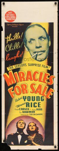 2e099 MIRACLES FOR SALE long Aust daybill '39 Robert Young, Florence Rice, directed by Tod Browning