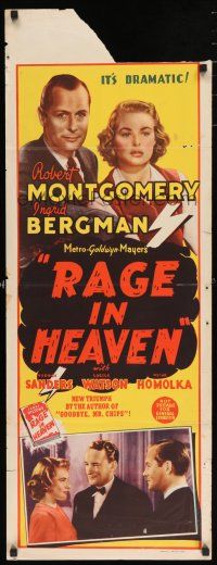 2e102 RAGE IN HEAVEN long Aust daybill '41 Ingrid Bergman, Robert Montgomery & George Sanders!