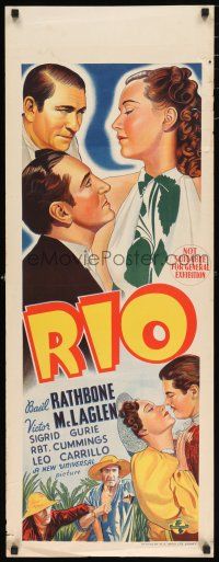2e104 RIO long Aust daybill '39 art of Rathbone, McLaglen, Gurie, Robert Cummings, Carrillo!