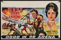 2e666 COLOSSUS OF THE ARENA Belgian '63 cool art of Mark Forest as Maciste with trident!