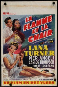 2e676 FLAME & THE FLESH Belgian '55 art of sexy brunette bad girl Lana Turner, plus Pier Angeli!