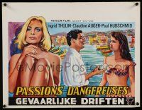 2e682 GAMES OF DESIRE Belgian '64 great artwork of sexy Ingrid Thulin, Claudine Auger!