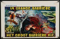 2e687 GREAT BARRIER REEF Belgian '69 wonderful artwork of divers & undersea creatures!
