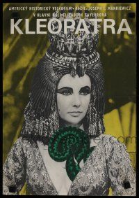 2e309 CLEOPATRA Czech 11x16 '66 different c/u of Elizabeth Taylor & snake by Hilmar!