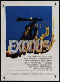 2e504 EXODUS Danish '61 Otto Preminger, great artwork of arms reaching for rifle by Saul Bass!