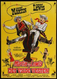 2e516 PARDNERS Danish '59 great full-length image of cowboys Jerry Lewis & Dean Martin!