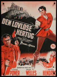 2e521 PRINCE OF FOXES Danish '51 different art of Orson Welles, Tyrone Power & sexy Wanda Hendrix!