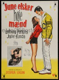 2e548 TALL STORY Danish '60 Anthony Perkins, early Jane Fonda, basketball, Tott artwork!