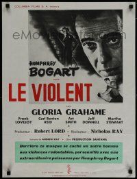 2e570 IN A LONELY PLACE French '50 headshot art of Humphrey Bogart, plus sexy Gloria Grahame!