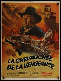 2e604 RIDE LONESOME French 23x32 R60s Augere artwork of cowboy Randolph Scott!