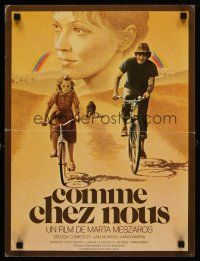2e646 OLYAN MINT OTTHON French 15x21 '78 great artwork of father & daughter on bicycles!