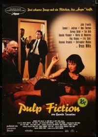2e168 PULP FICTION German '94 Travolta, Willis, Jackson, sexy Uma Thurman smoking in bed!