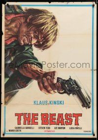 2e210 BEAST English Italian 1sh '70 La Belva, great art of insane Klaus Kinski w/revolver!