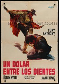 2e211 STRANGER IN TOWN Italian/Spanish 1sh '68 Vanzi spaghetti western, Tony Anthony in action!