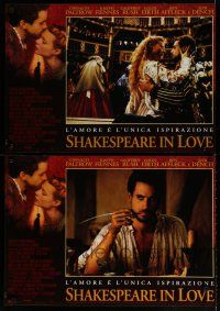 2e225 SHAKESPEARE IN LOVE set of 2 Italian photobustas '98 Gwyneth Paltrow & Joseph Fiennes!