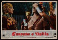 2e252 SAMSON & DELILAH Italian 13x18 pbusta '54 barechested Victor Mature, Cecil B. DeMille!