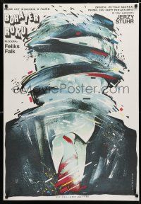 2e394 HERO OF THE YEAR Polish 27x38 '87 crazy art of person in suit and hat by W. Dybowski!