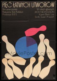 2e366 FIVE EASY PIECES Polish 23x33 '74 directed by Bob Rafelson, Treutler bowling art!