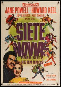 2e135 SEVEN BRIDES FOR SEVEN BROTHERS Spanish '54 art of Jane Powell & Howard Keel, MGM classic!