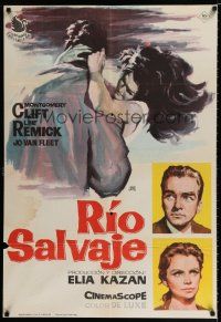 2e141 WILD RIVER Spanish '62 directed by Elia Kazan, Montgomery Clift embraces Lee Remick!
