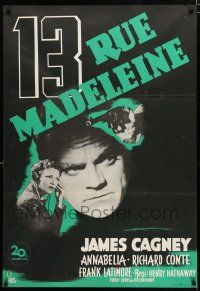 2e175 13 RUE MADELEINE Swedish '47 Aberg art of James Cagney who must stop double agent Conte!