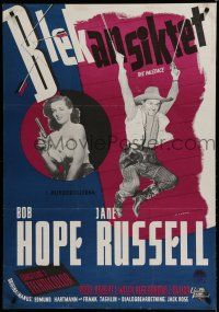 2e194 PALEFACE Swedish '48 wacky Bob Hope & sexy Jane Russell with pistol!