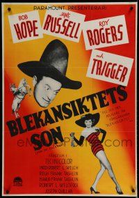 2e196 SON OF PALEFACE Swedish '52 Roy Rogers & Trigger, Bob Hope, sexy Jane Russell!